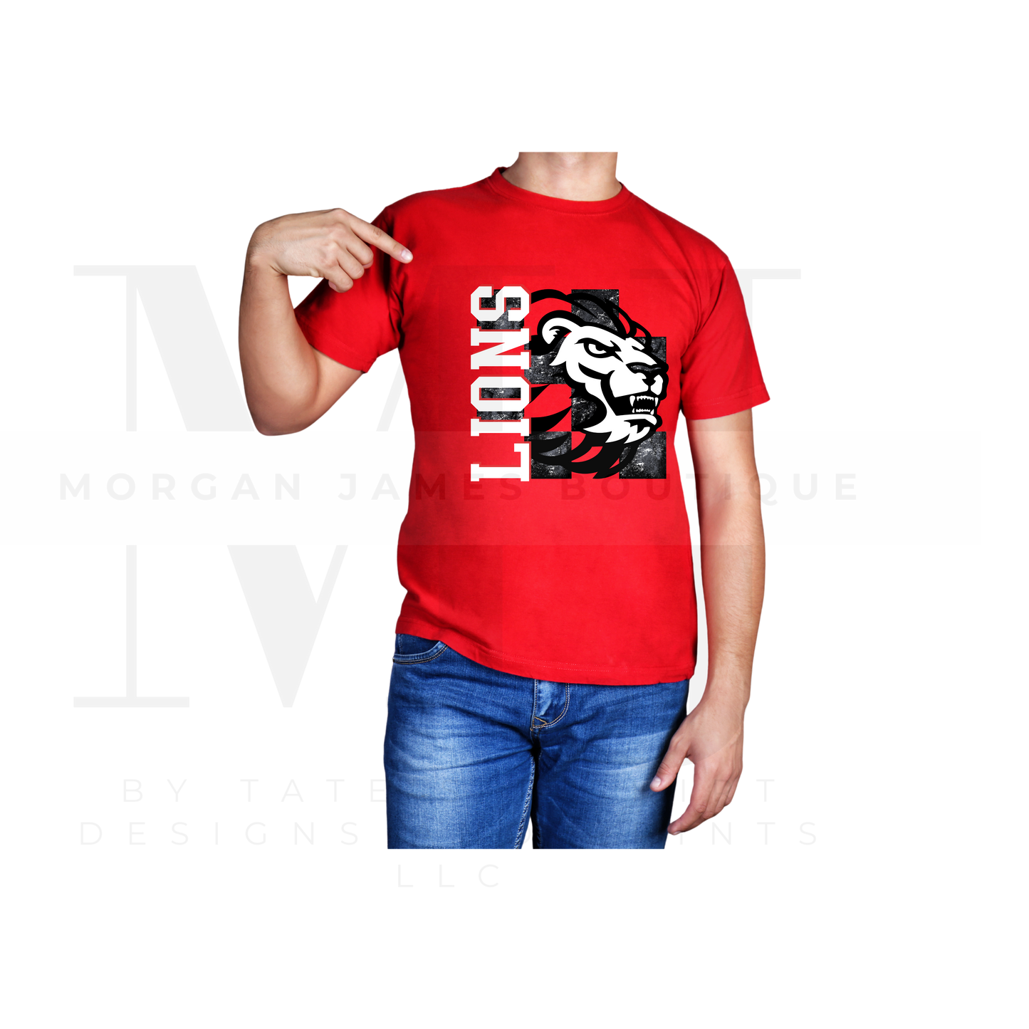 RED OUT GAME Crewneck T-shirt Unisex Lion Pride Drip Or Checker background