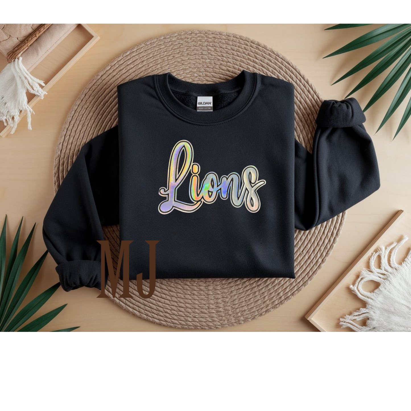 Lions Holographic Script Crewneck