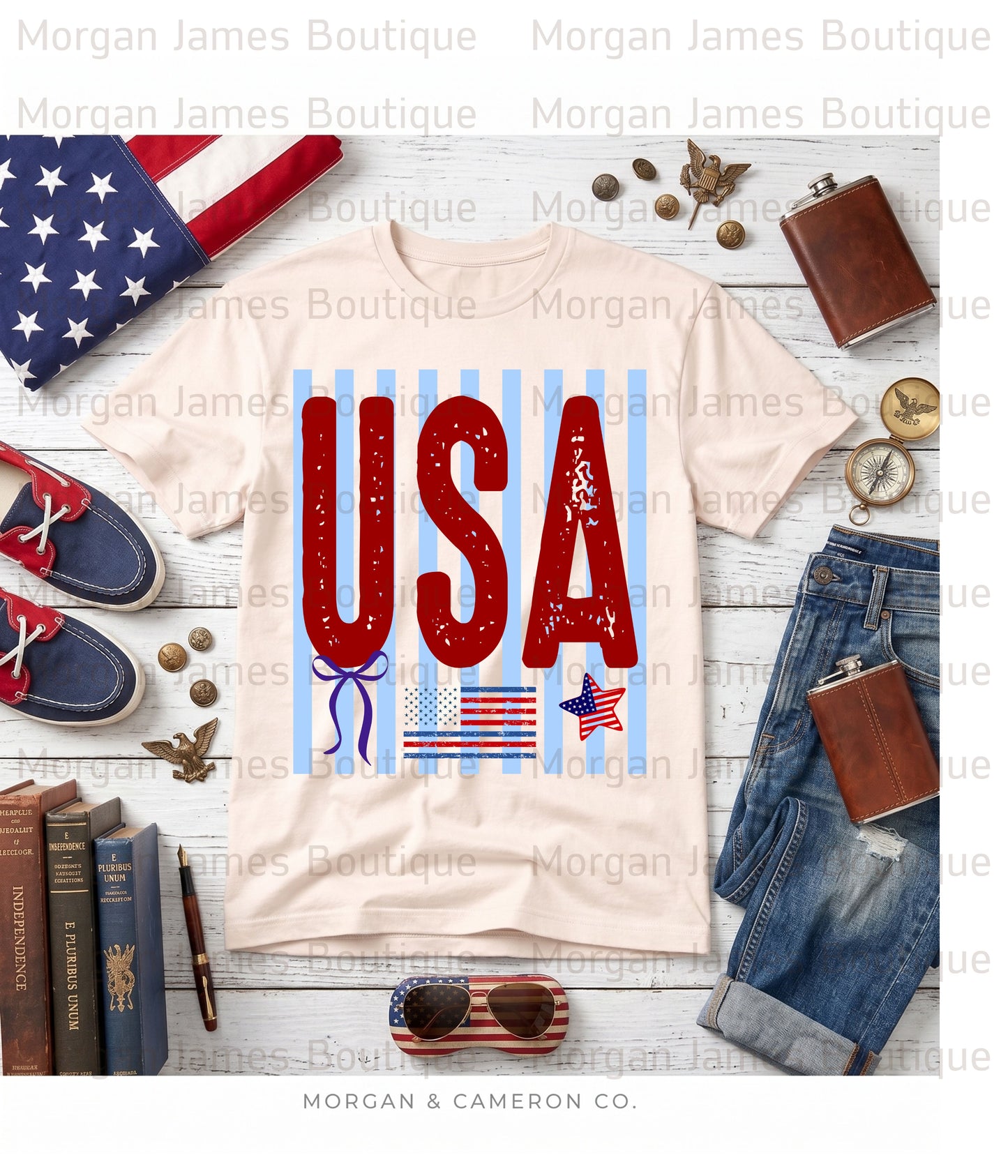 Patriotic Bows & Crosses Graphic Tee