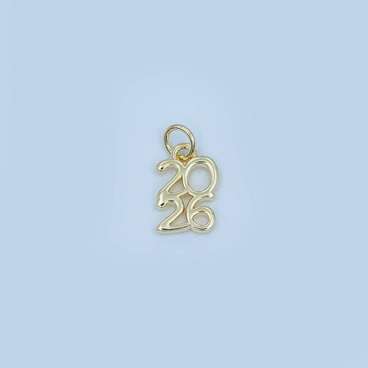 24K Gold Filled "2026" Year Script Minimalist Charm | N094