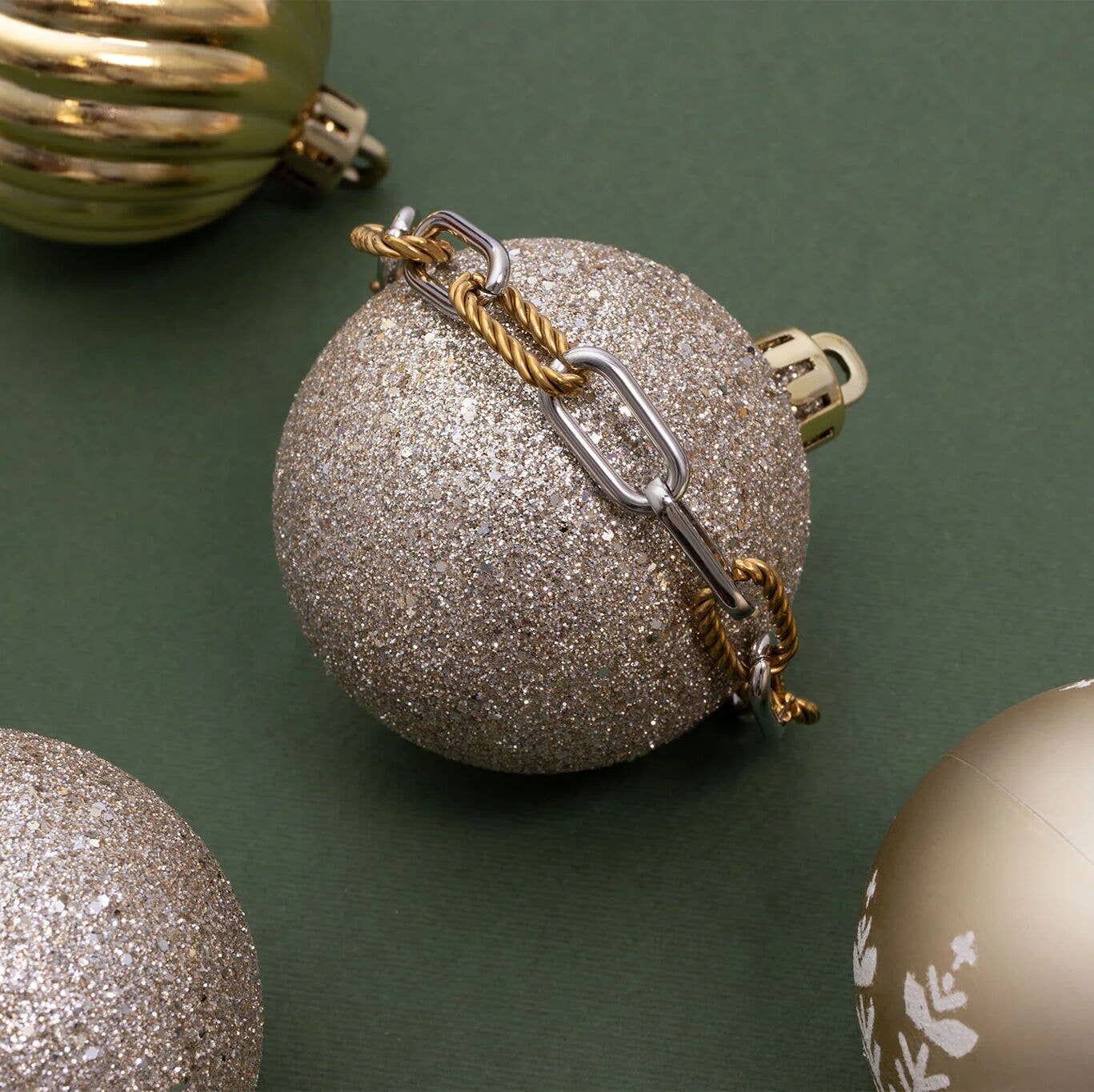 18K Gold Stainless Steel Mixed Metal Twist Chain Bracelet