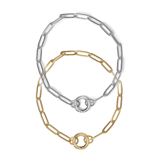 Stainless Steel Paperclip with Charm Keeper Chain Bracelet