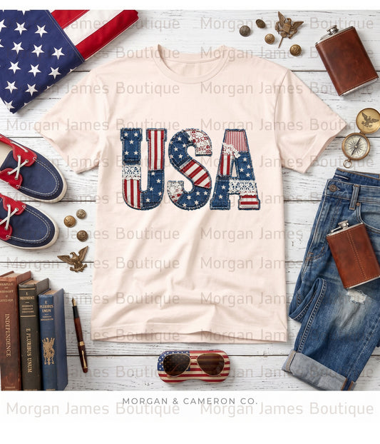 Patchwork Americana: A Unique Twist on a Classic T-Shirt