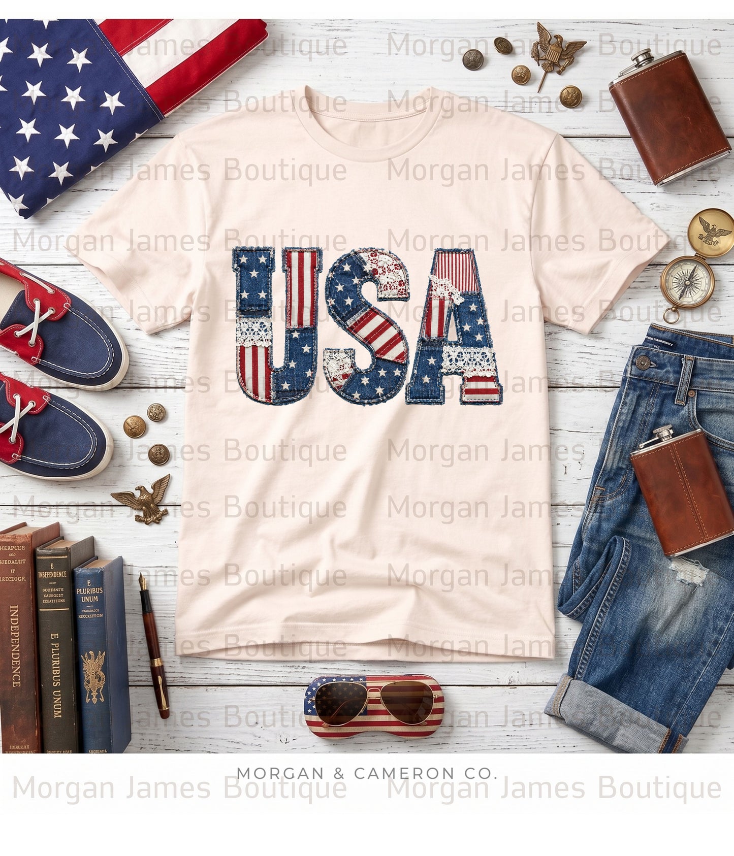Patriotic Bows & Crosses Graphic Tee