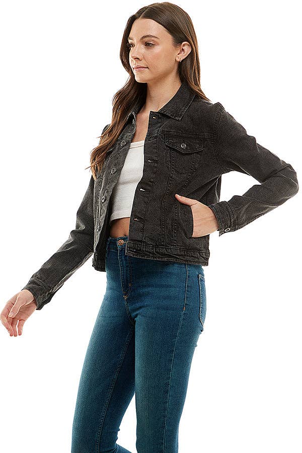 Cotton Blend Stretched  Ladies  Casual Denim Jacket