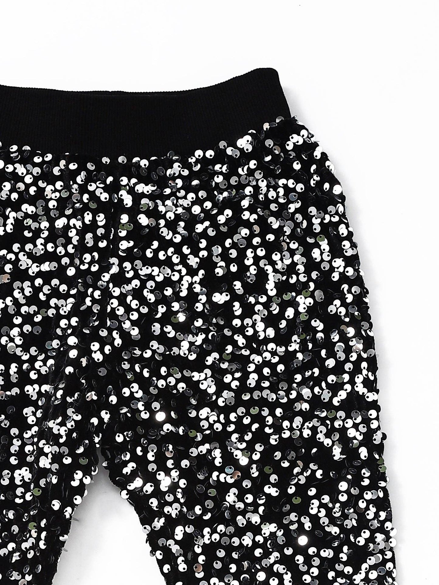 Girls Black Sequin Bell Bottom