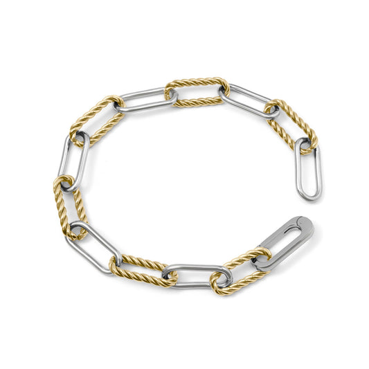 18K Gold Stainless Steel Mixed Metal Twist Chain Bracelet