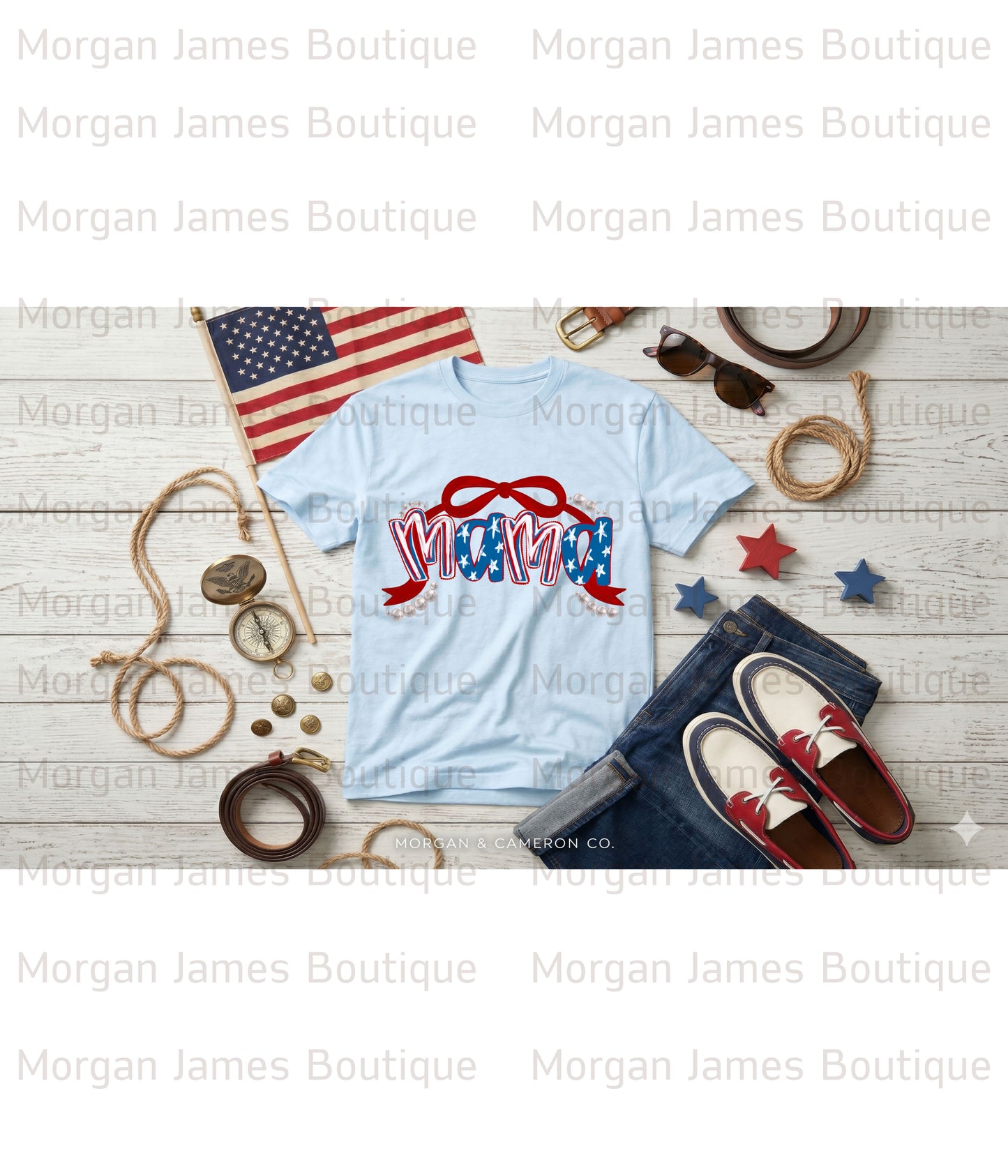 Patriotic Bows & Crosses Graphic Tee