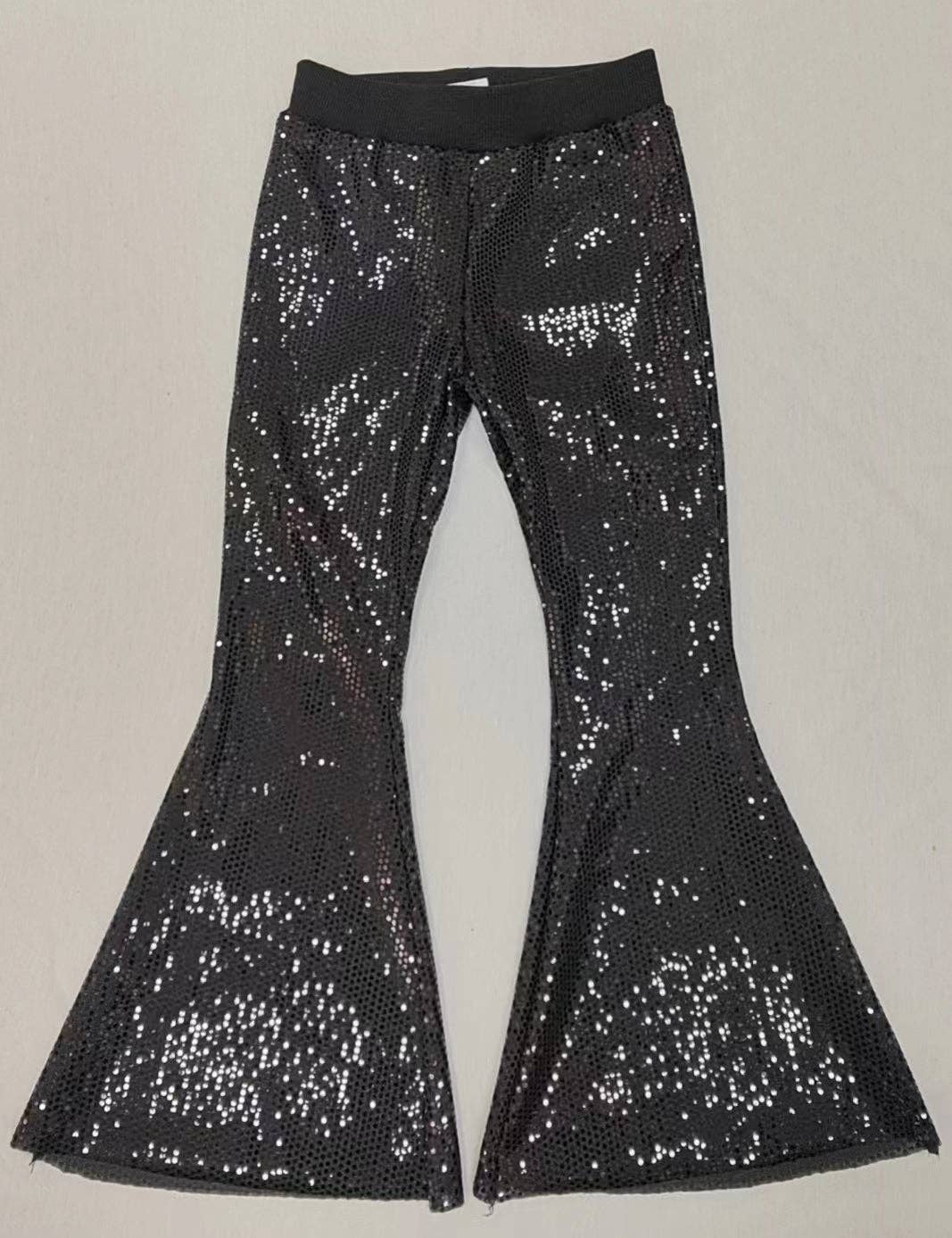 Baby Girls Sequin Black Bell Bottom Pants