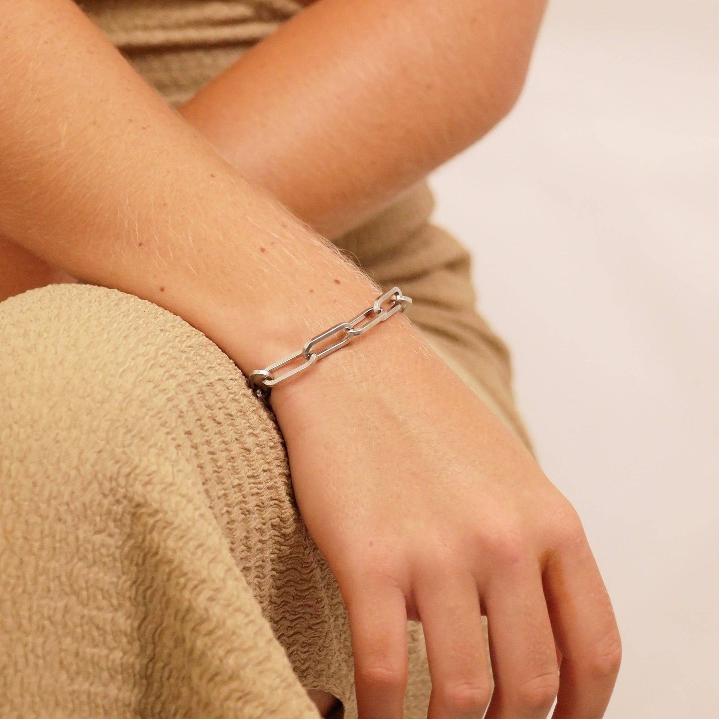 Gold Stainless Steel Paperclip Chain Bracelet + Extension