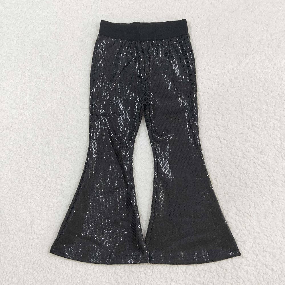 Baby Girls Sequin Black Bell Bottom Pants