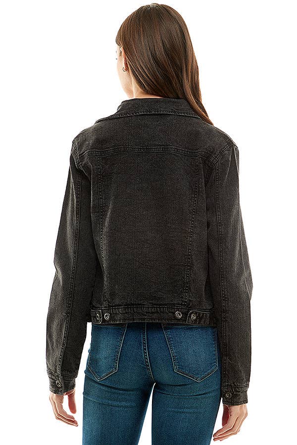 Cotton Blend Stretched  Ladies  Casual Denim Jacket