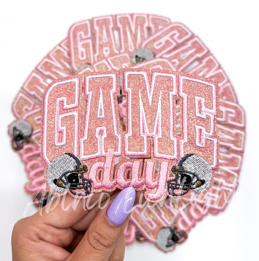 Pink game day football helmet patch iron on