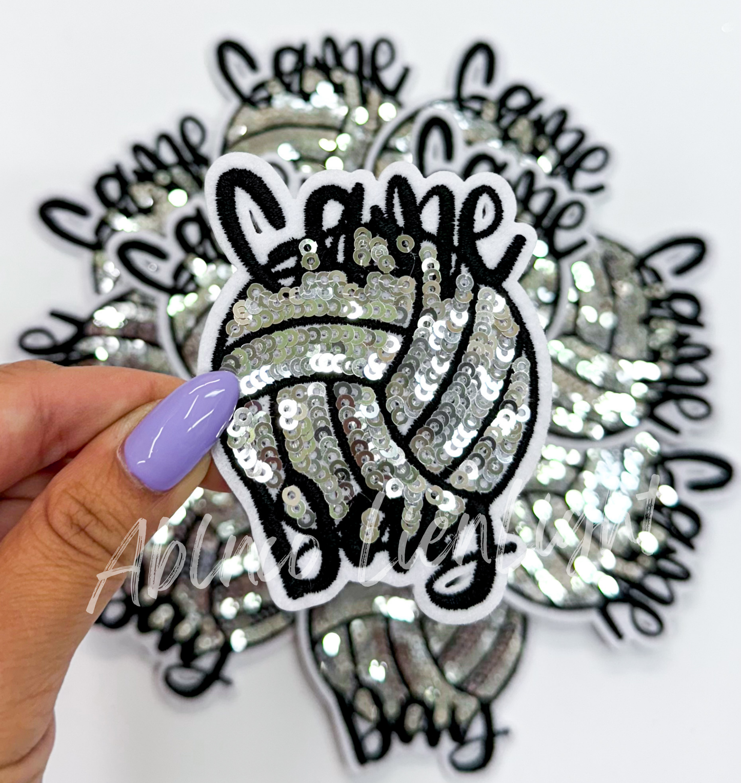 Volleyball game day sequins embroidery hat patch iron on