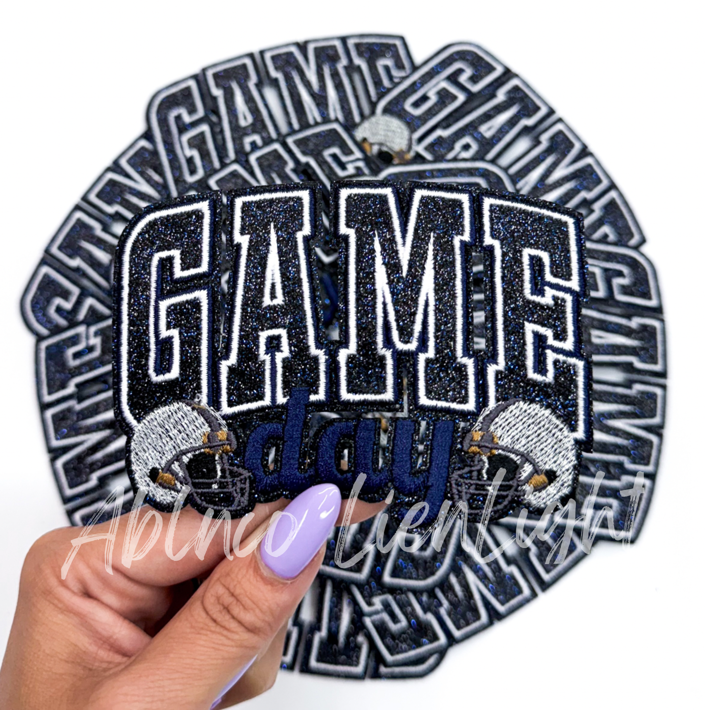 Navy game day football helmet patch iron on 