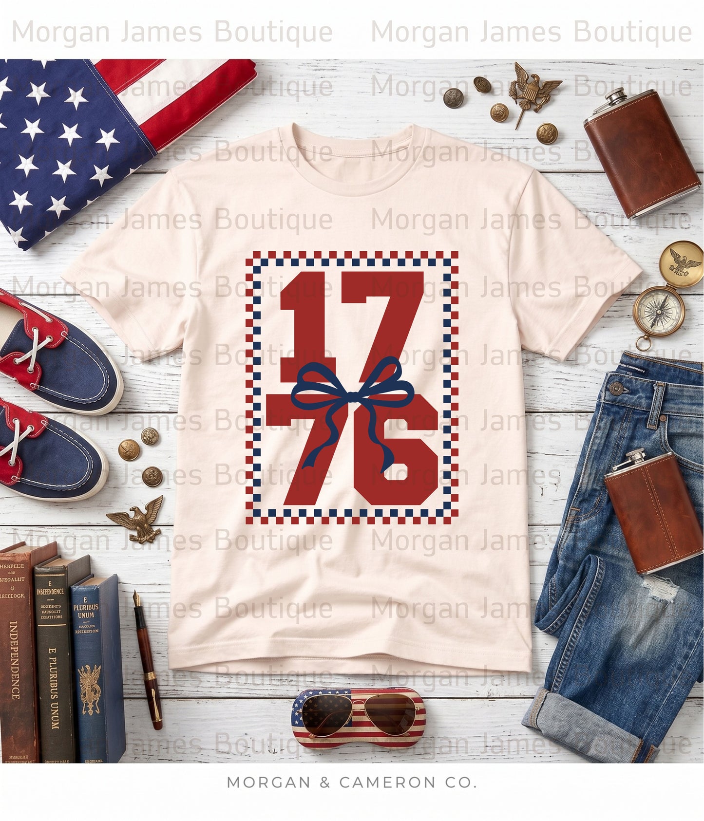 Patriotic Bows & Crosses Graphic Tee