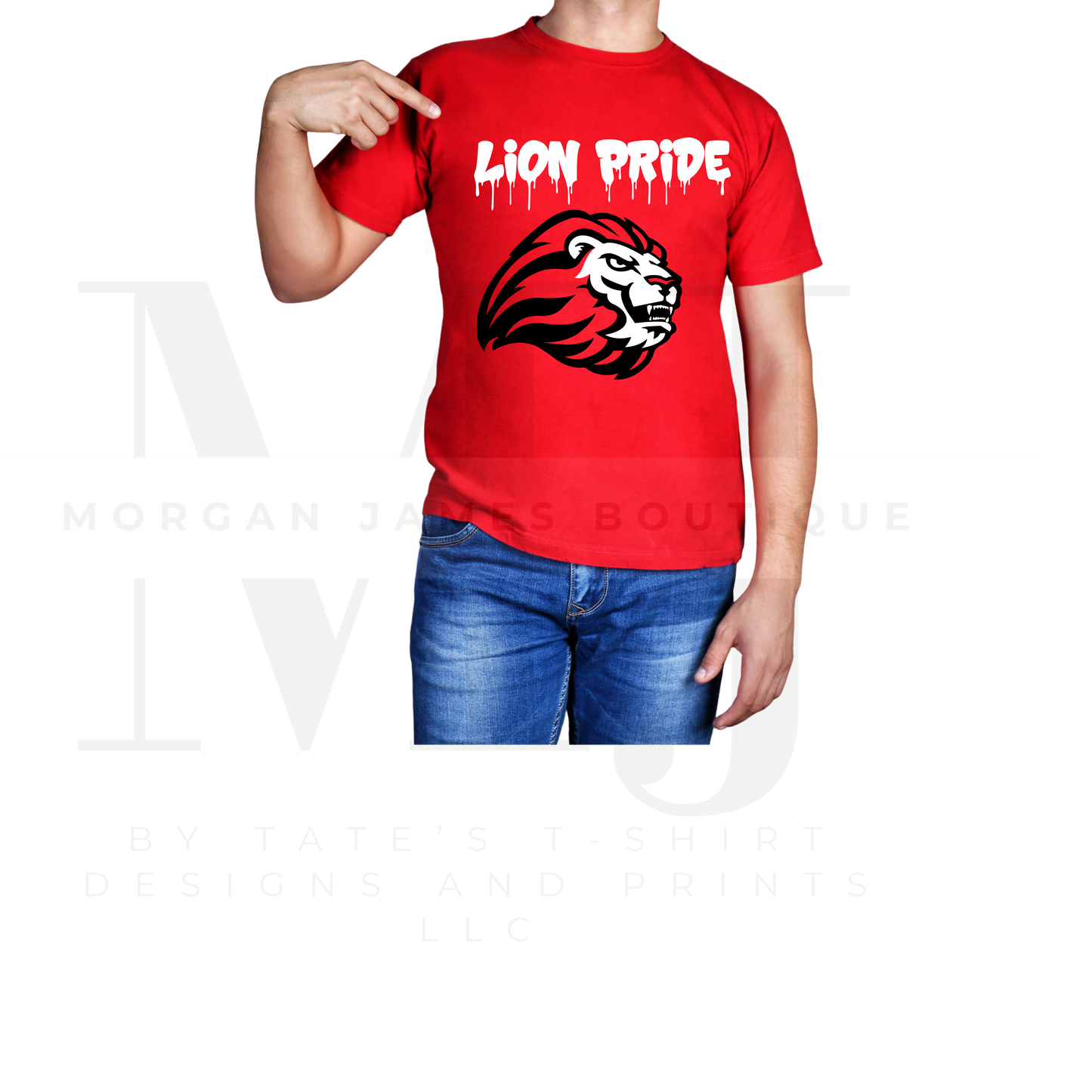 RED OUT GAME Crewneck T-shirt Unisex Lion Pride Drip Or Checker background