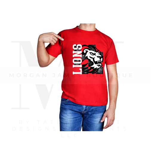 RED OUT GAME Crewneck T-shirt Unisex Lion Pride Drip Or Checker background