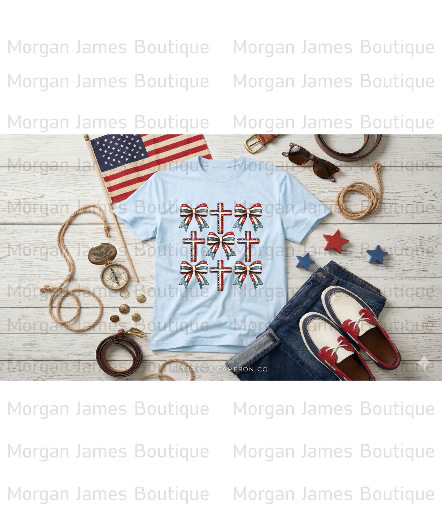Patriotic Bows & Crosses Graphic Tee