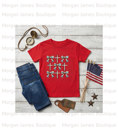 Patriotic Bows & Crosses Graphic Tee