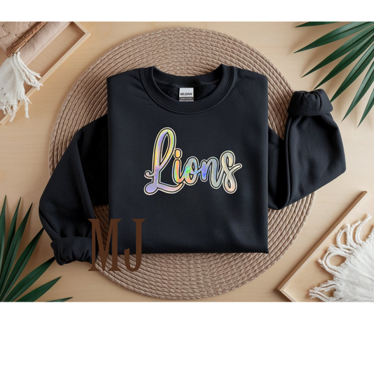 Lions Holographic Script Crewneck