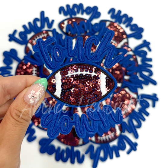 Royal touchdown football sequins embroidery patch iron on