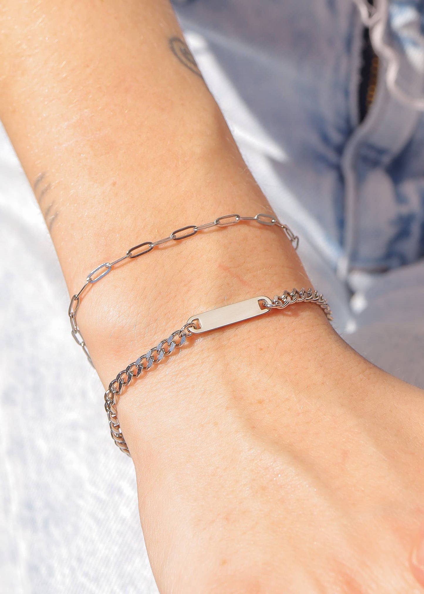 Gold Stainless Steel Paperclip Chain Bracelet + Extension