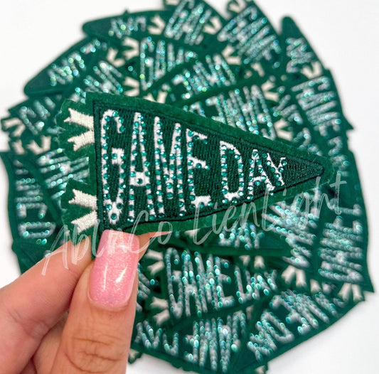 Green game day rhinestone patch trucker hat patches iron on