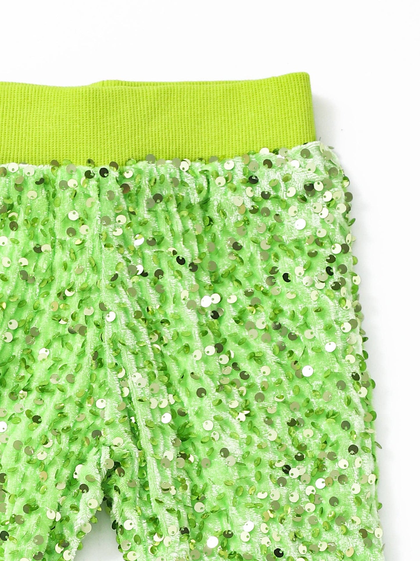 Girls Lime Green Sequin Christmas Bell Bottoms