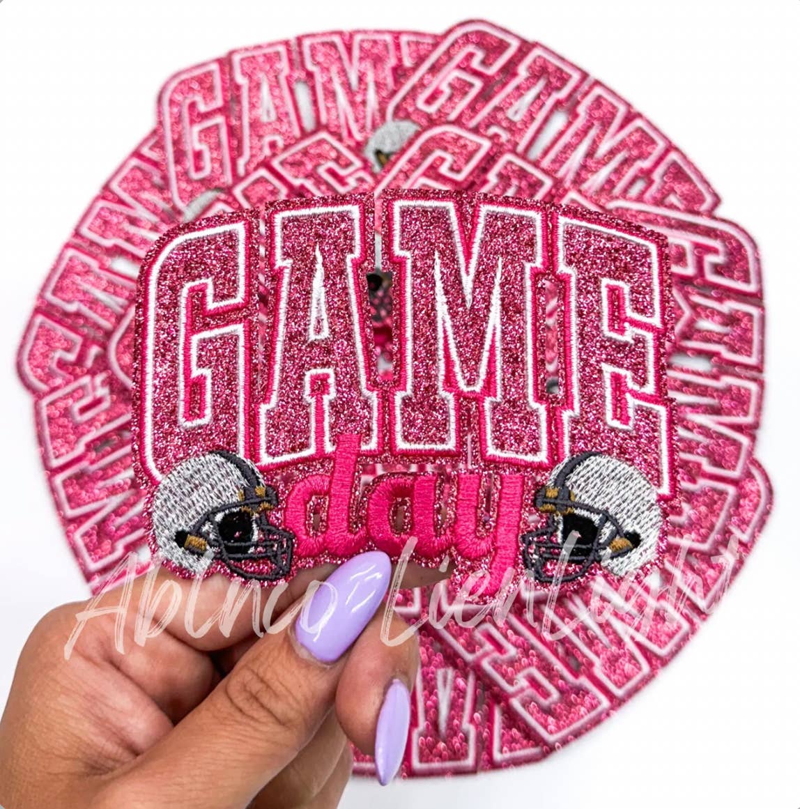 Hot Pink game day football helmet patch iron on