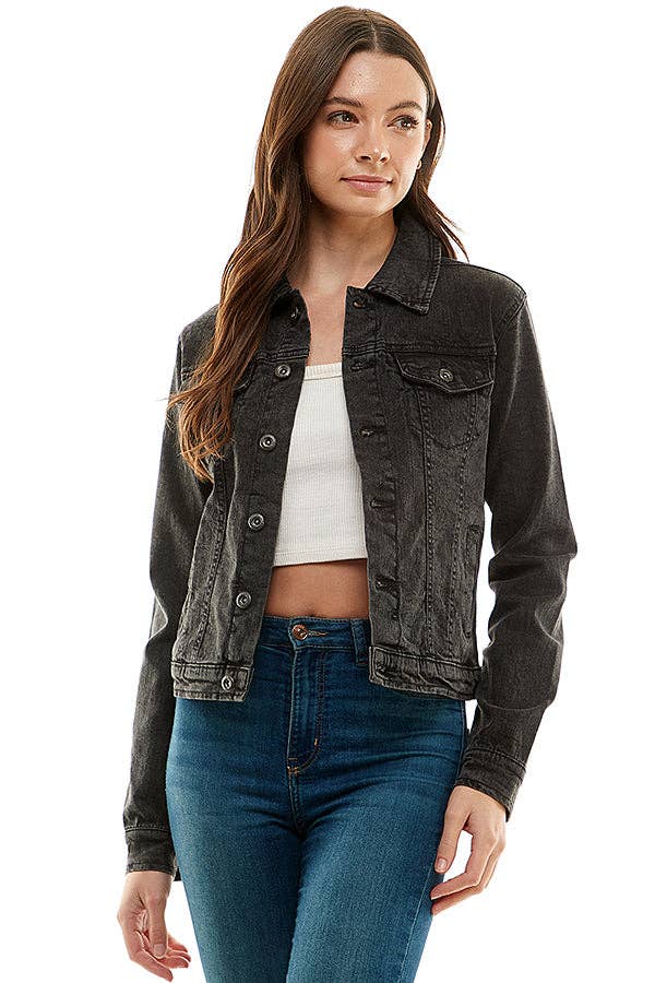 Cotton Blend Stretched  Ladies  Casual Denim Jacket