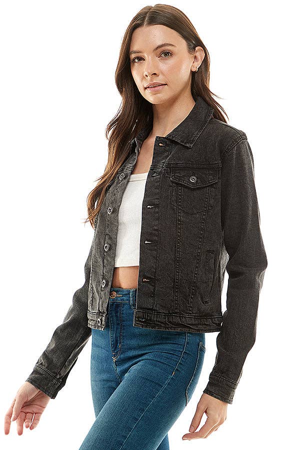 Cotton Blend Stretched  Ladies  Casual Denim Jacket